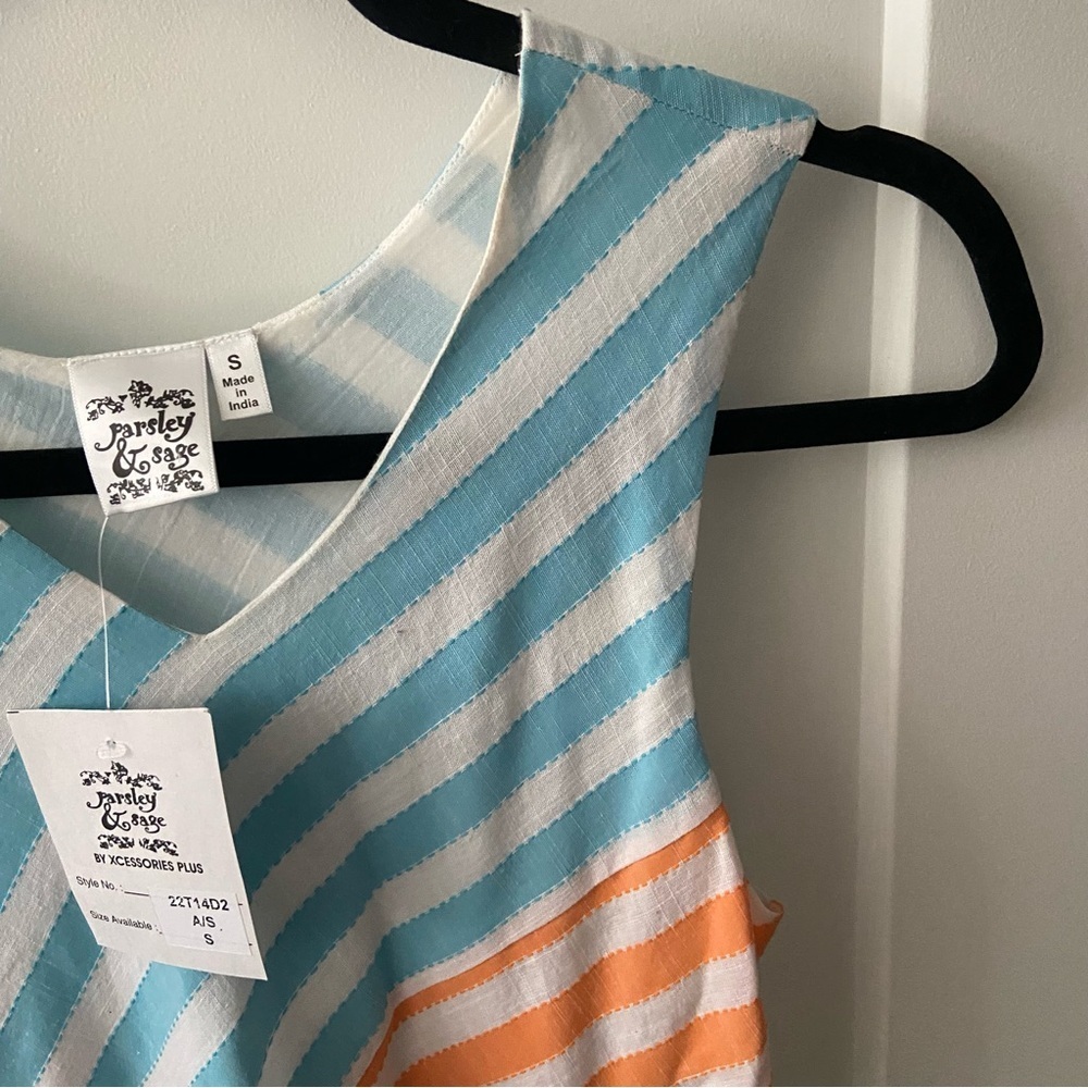 Parsley & Sage Pastel Striped Sleeveless Summer Dress - Picture 3 of 9